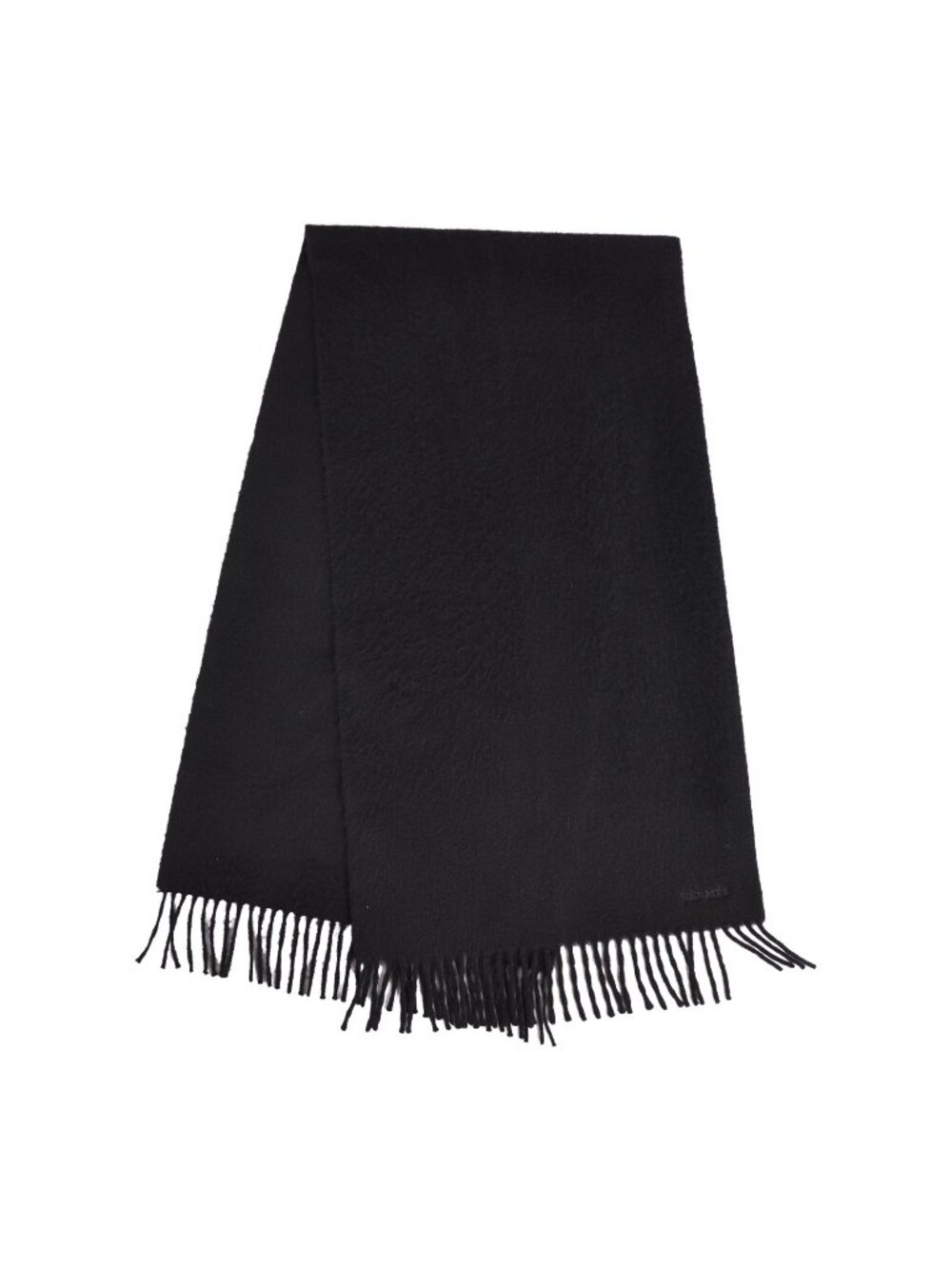 Hermes Scarf Shawl Fringe Cashmere Black
